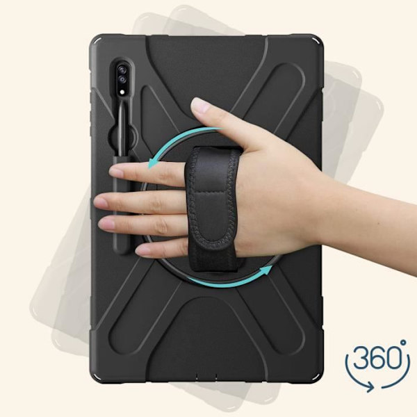 Kuori - Samsung - Galaxy Tab S8 Ultra/S9 Ultra - Hybridi - Musta - Integroitu jalusta Svart