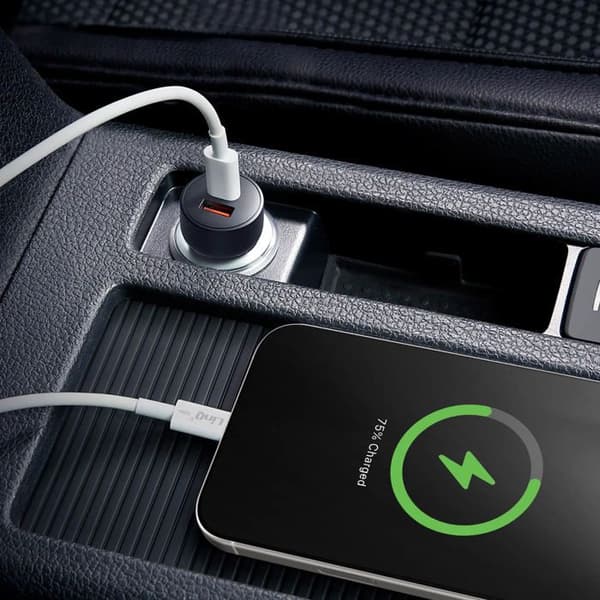 USB-C-kaapeli - LINQ - 100W - Yhteensopiva Android Auton kanssa - 65cm - Kiertokestävää Vit