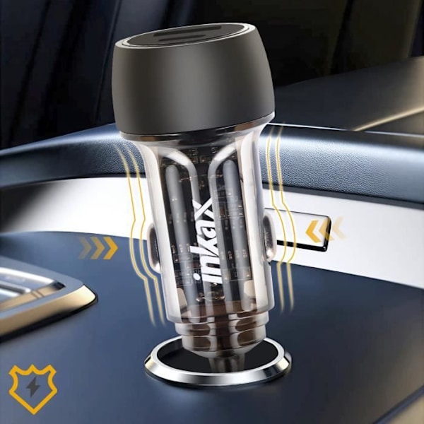 Laddare Handstick 48W USB-C + USB Snabb Laddning LED Indikator Inkax Transparent Transparent
