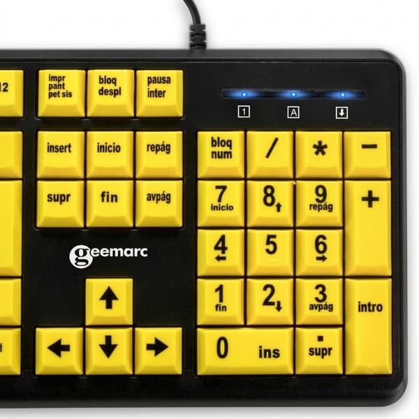 USB-A Kablet Tastatur til PC QWERTY Spansk Layout med Store Taster Geemarc Sort / Gul