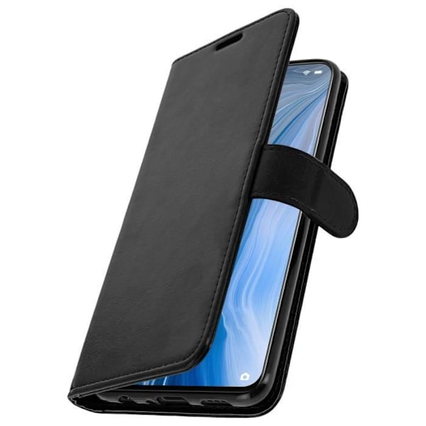 Housse Oppo Reno - AVIZAR - Folio etui - Eco-læder - Videostander - Kortholder sort Svart