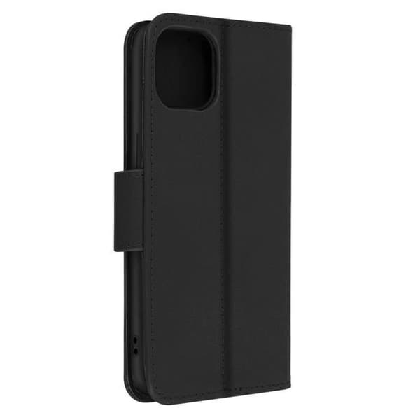 Taske til iPhone 14 - AVIZAR - Premium læder - Kortholder - Video support funktion - Sort Svart