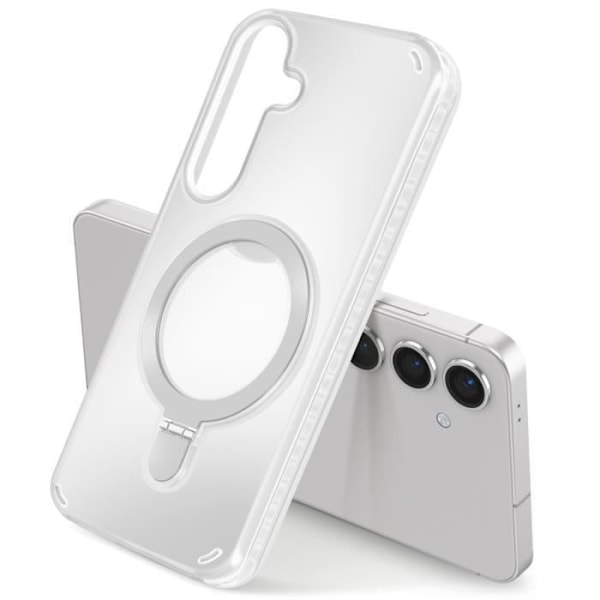 Coque MagSafe för Samsung S24 och S25 Stötsäker med Fällbart Stöd Vit Vit