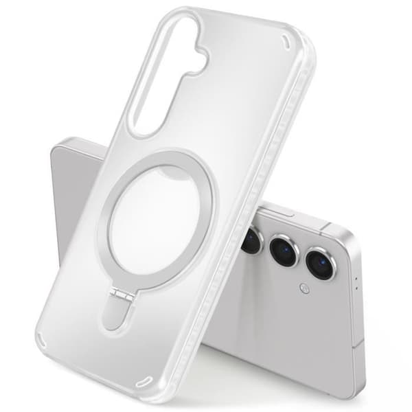 Coque MagSafe - Samsung S24/S25 - Stødabsorberende - Fleksibel Støtte - Hvid Vit