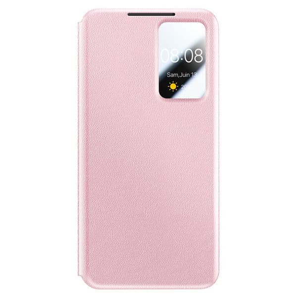 Galaxy A37:n kotelo Smart View -ikkunalla ja korttipaikalla, vaaleanpunainen Ros