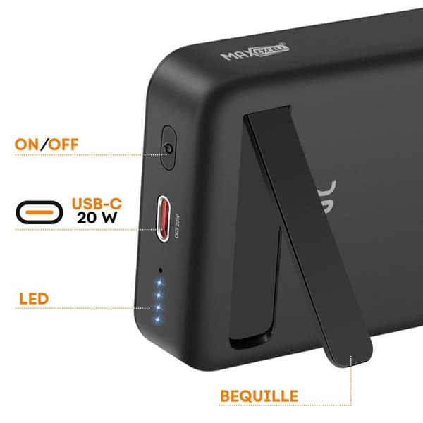 Powerbank - MAX EXCELL - 10000mAh - MagSafe - USB-C 20W - Stöder flexibel Svart Svart
