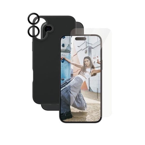 Skyddspaket 3-i-1 - iPhone 16 Pro - Svart Transparent - Skal - Skärmskydd - Kameraskydd Svart Transparent