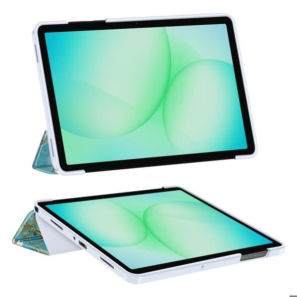 "Klapskede til Galaxy Tab A11 Plus Floral Design med Støtte og Auto-Vågn Tech Protect Blå" Blå