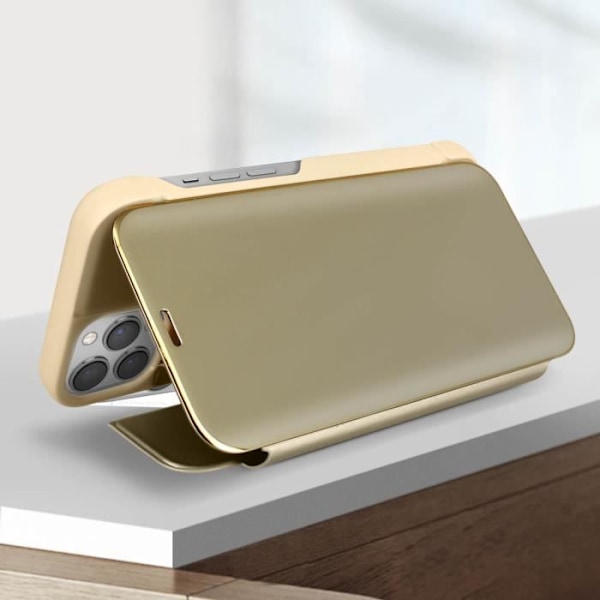 iPhone 13 Pro-fodral - AVIZAR - Genomskinlig Klaff - Spegel Design - Videostöd - Gul Gul