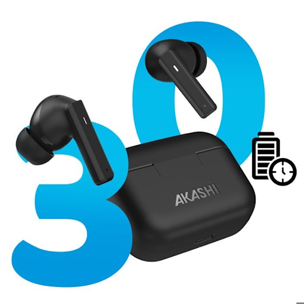 Bluetooth-hörlurar med brusreducering, 6 timmars batteritid, touchkontroller, Akashi svart Svart