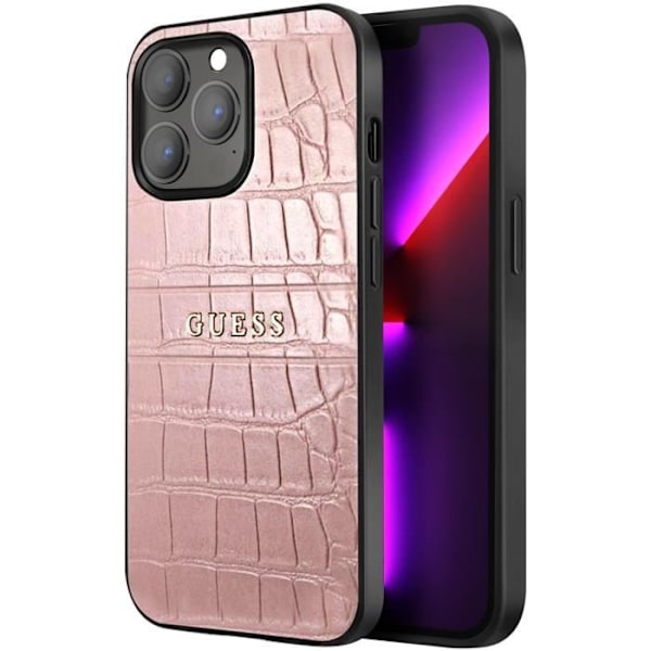 Coque för iPhone 13 Pro Stötabsorberande Croco Elegant Guess Rosa Rosa