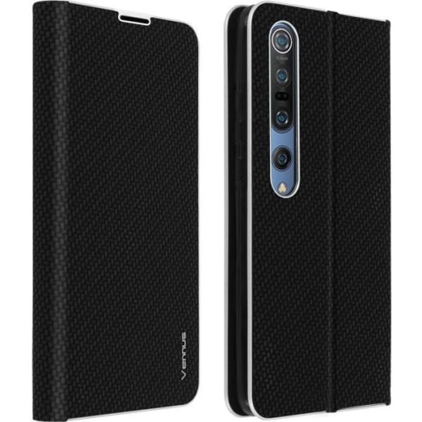 Fodral Folio - Xiaomi - Mi 10 / Mi 10 Pro - Ekoskinn - Videostöd - Svart Svart