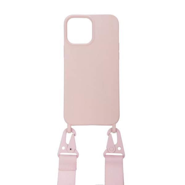 Ultra-resistent skal för iPhone 13 Pro Max med karbinhake i rosa Rose