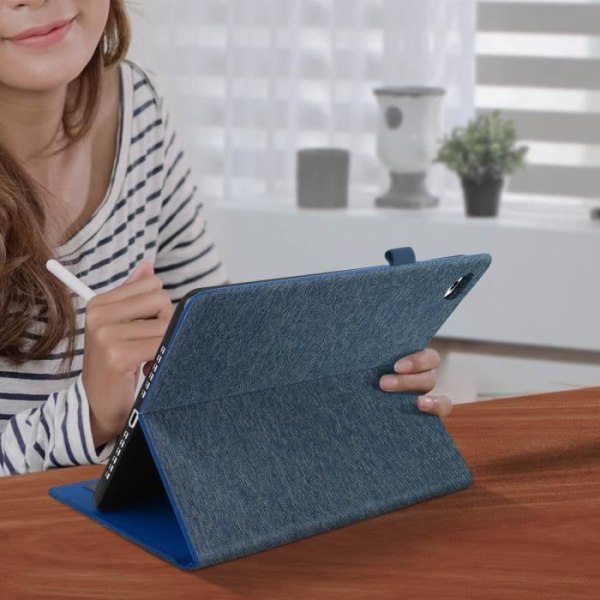 Häftet - Mode - iPad Air / iPad 9.7 - Ekoskinn - Korthållare - Ställfunktion Blå