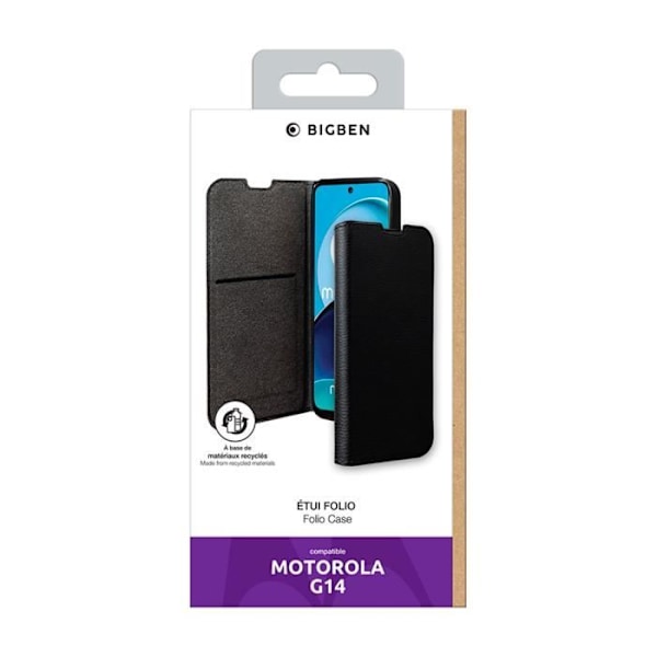 Folio-vintertui - BIGBEN - Moto G14 - Svart - Fällbart stöd - Heltäckande skydd Svart