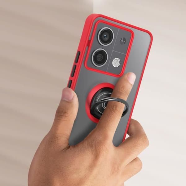 Etui - AVIZAR - Redmi Note 13 Pro 5G - Metalring - Supportfunktion - Rød Röd