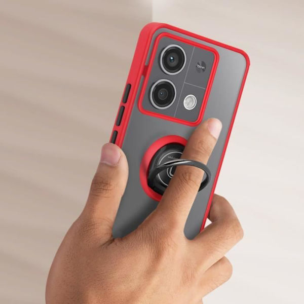 Kotelo - AVIZAR - Redmi Note 13 Pro 5G - Metallirengas - Tukitoiminto - Punainen Röd