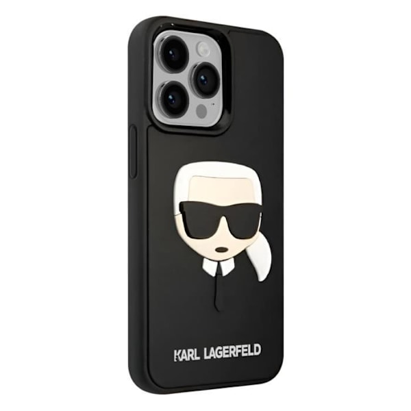 Cover til iPhone 14 Pro - KARL LAGERFELD - Bi-materiale - Forhøjede kanter - Sort Svart