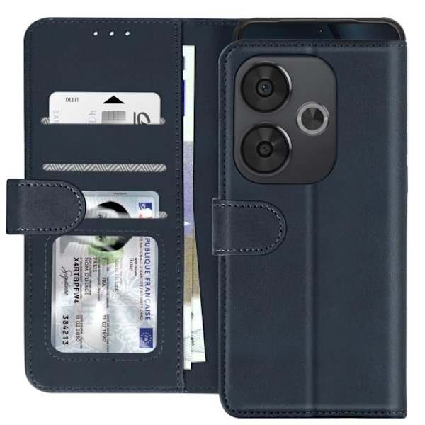 Kotelo Xiaomi Poco F6 - AVIZAR - Käännettävä lompakkoteline Vintage Style Midnight Blue Blå