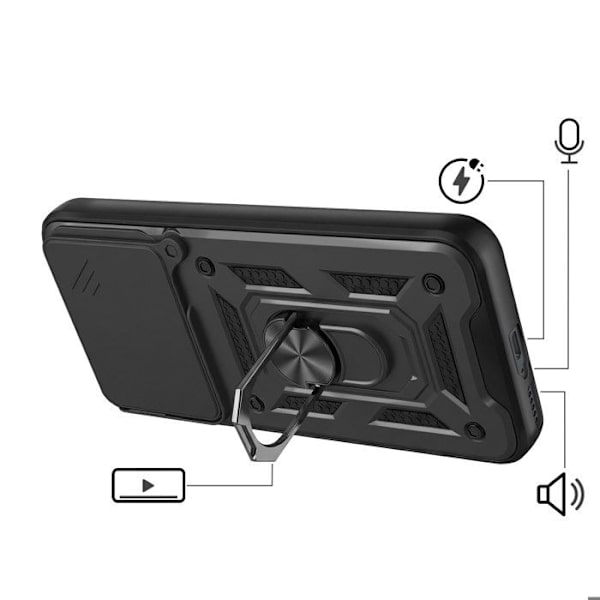 Coque Ring til Redmi Note 15 Pro Plus 4G med Skydelåg til Kamera Mayaxess Sort Svart