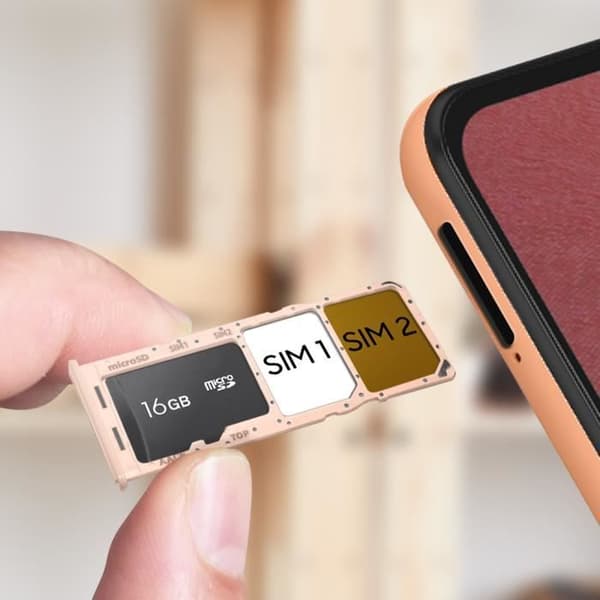 Udskiftning til SIM-kortbakke - Samsung Galaxy A13 4G - Nano SIM- og Micro-SD-slots - Orange Persika