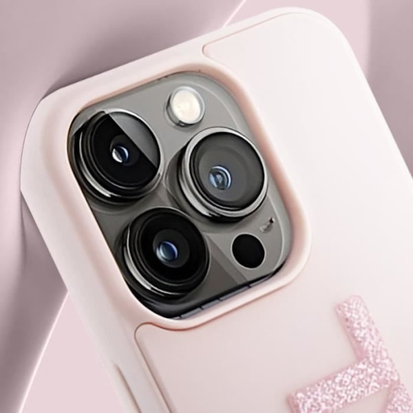 Cover til iPhone 15 Pro Bi-materiale Lædereffekt Bagside Forhøjede kanter Karl Lagerfeld Powder Pink Rosa