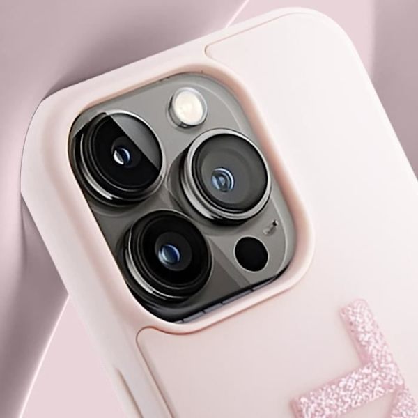 Suojakuori iPhone 15 Prolle Bi-material Nahkatehoste Takana Korotetut reunat Karl Lagerfeld Puuteri Vaaleanpunainen Rosa