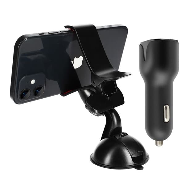 Auto Tarvikkeet Pakkaus USB-C Latauslaite ja Imukuppituki Musta Svart