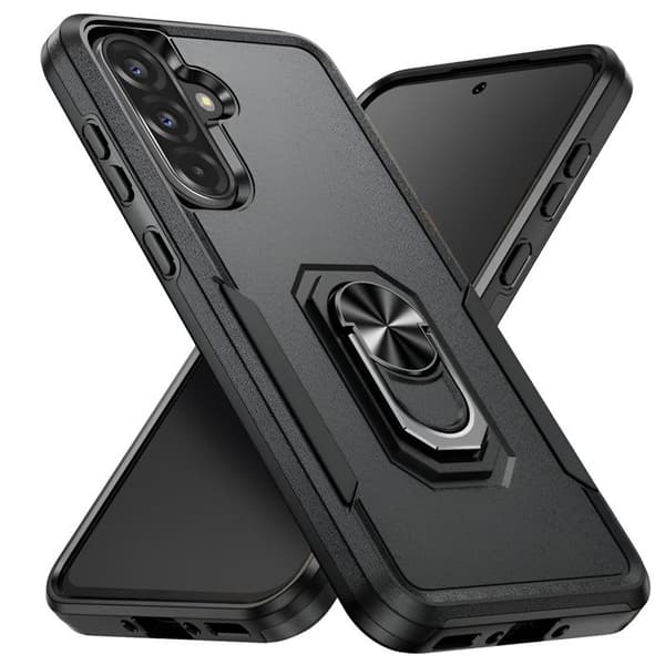 Coque Antichoc - Samsung Galaxy A36 - Sort - Magnetisk Støtte - Bi-materiale Svart