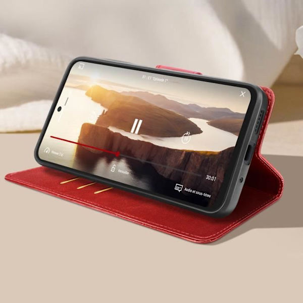 Xiaomi Redmi 12 Case punainen rannehihna läppäkotelo