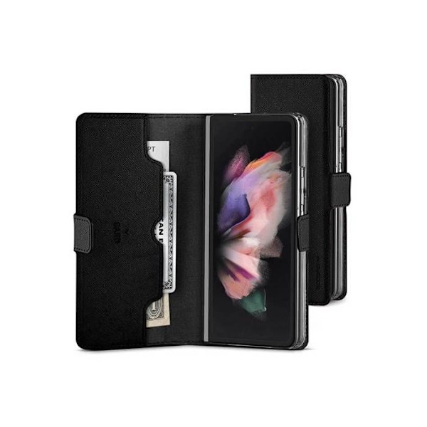 Magnetisk Folio Etui til Galaxy Z Fold 6 med Billetopbevaring Mercury Sort Svart