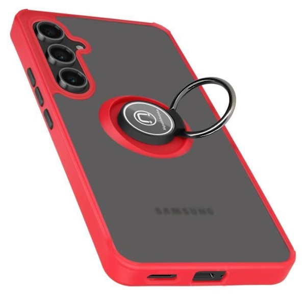 Coque för Samsung Galaxy S24 FE med Metallring Stöd för Video Röd Röd