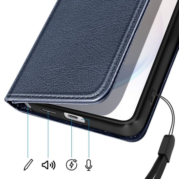 Pungetui til Galaxy S26 Ultra Chesterfield Prægning Standfunktion Blå Blå
