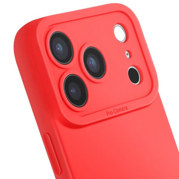 Siliconfodral för iPhone 17 Pro Max med förstärkt kamerablock i röd Röd