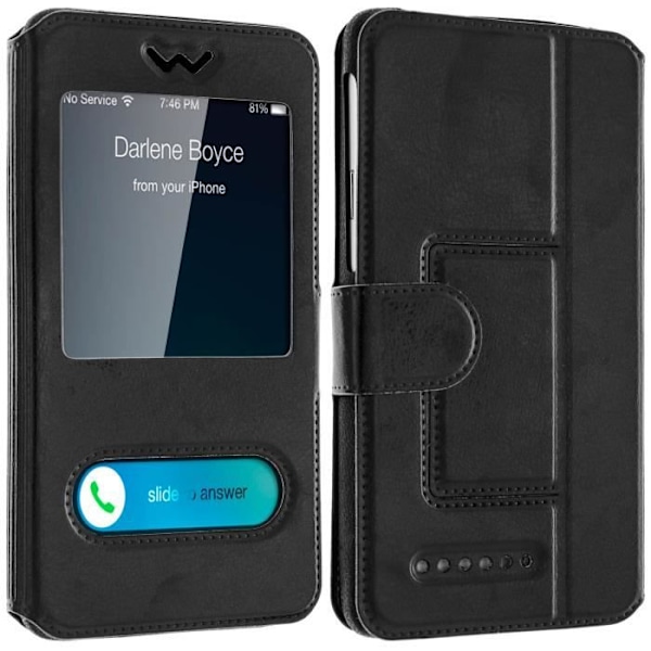 Smartphone-fodral - Universell - Svart - Ekologiskt läder - 3,8 till 4,3 tum - Inbyggt ställningsfunktion Svart