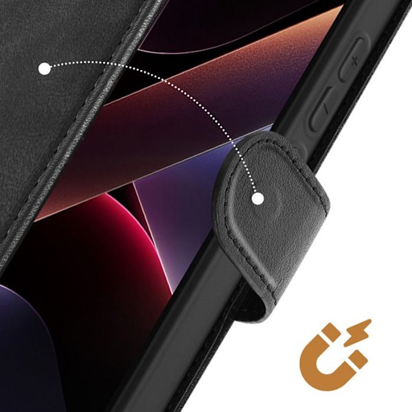 Etui för Xiaomi Poco X7 Pro Axelrem Klipp Stöd Plånbok Svart Svart