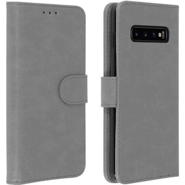 Hus för Samsung Galaxy S10 - AVIZAR - Plånboksfodral - Silikongel - Videostöd - Magnetisk Grå