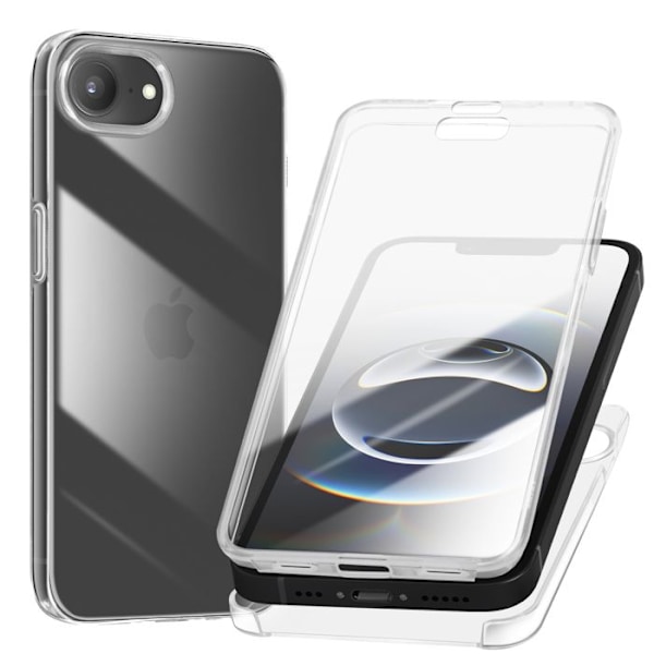 Kokonaiskuori iPhone 16:lle, kosketusnäyttö, kohotettu kamera, läpinäkyvä Vit