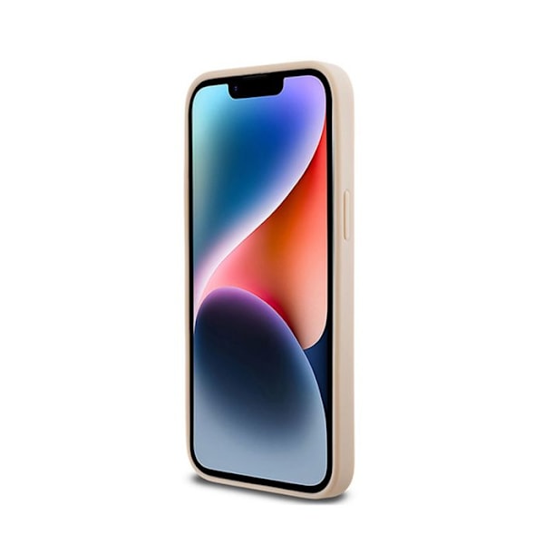 DKNY monomönster plöjt läder och tryckta ränder - fodral för iPhone 14 Pro Max (rosa)