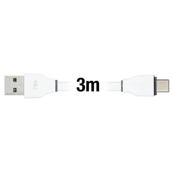 USB-kaapeli USB-C - AVIZAR - 3m - Nopea lataus ja synkronointi - Valkoinen Vit