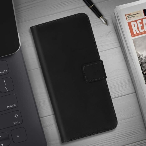 Hölster - Sony - Xperia 10 II - Äkta läder - 2 kortfack - Videohållarfunktion Svart