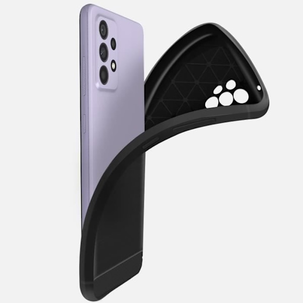 Skyddsskal - Samsung - Galaxy A52, A52 5G, A52S - Silikon - förstärkta hörn - Borstad effekt Svart