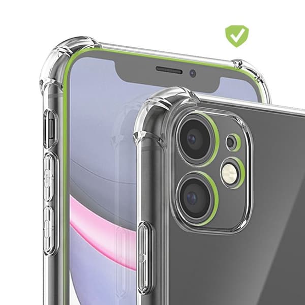 Silicone cover til iPhone 11 med forstærkede stødabsorberende hjørner Mayaxess Transparent Vit