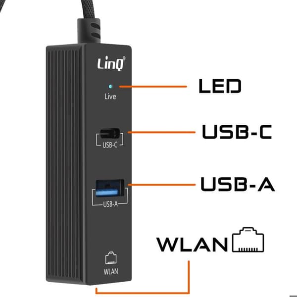 USB-hubi - LINQ - 3-in-1 - USB-C Power Delivery - Ethernet RJ45 - USB 3.0