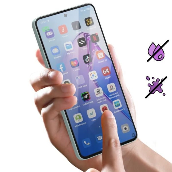 Härdat glas för Oppo Reno 8 Pro Livstidsgaranti Force Glass Svart Svart