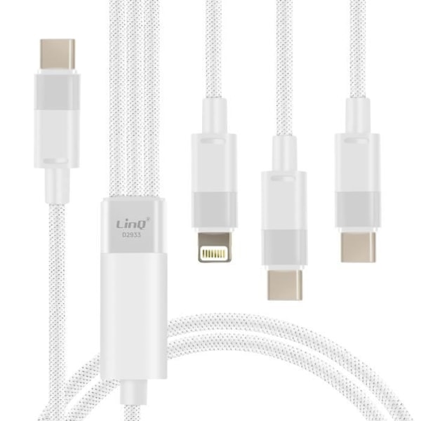 USB-C-Lightning-kaapeli - LINQ - 1,2 m - 60 W pikalataus - USB-C- ja Lightning-yhteensopiva Vit