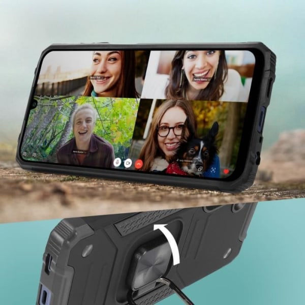 Taske til Samsung Galaxy A25 5G stødsikker multifunktion roterende ring Sort Svart