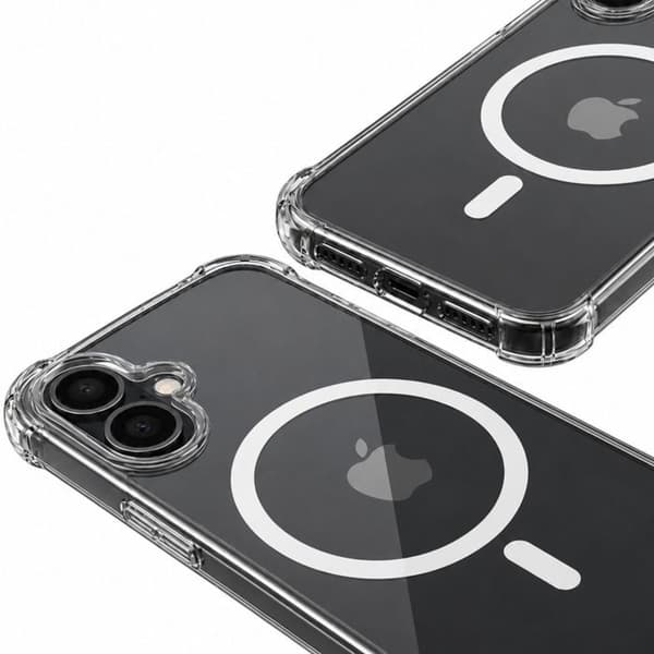 MagSafe-skal för iPhone 16 Stötsäker Bumper med Förstärkta Hörn Transparent Vit