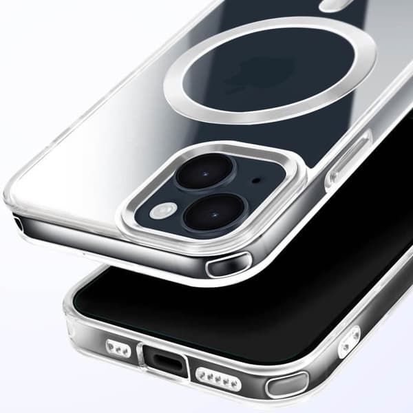 Coque MagSafe för iPhone 14 och 13 Baksidan i Kristallfärg Silver Grå
