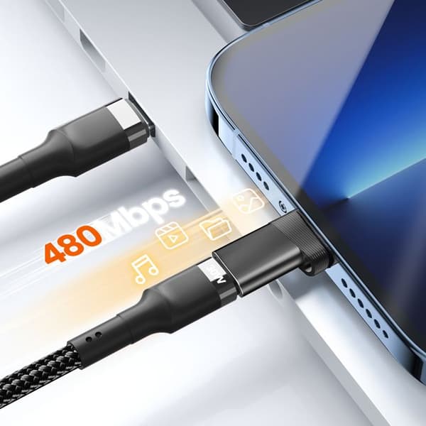 USB-C til Lightning Hurtigopladeradapter 30W PD og 480Mbps Overførsel LinQ Sort Svart